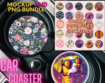 Car Coaster Mockup Car Coaster PNG Canva Mockup Car Coaster PNG Designs for Sublimation