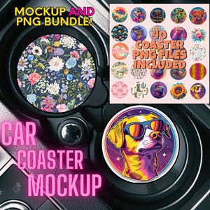 Car Coaster Mockup Car Coaster PNG Canva Mockup Car Coaster PNG Designs for Sublimation