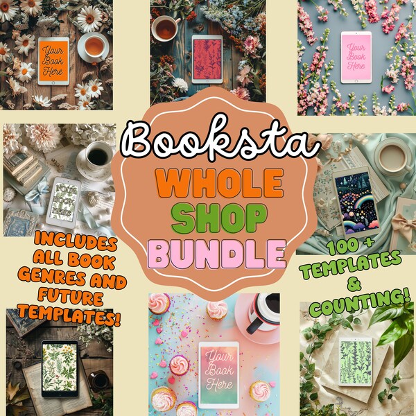 Plantillas Bookstagram Canva Maqueta de libros electrónicos Paquete Flatlay para Ipad