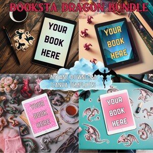 Bookstagram Canva Template Fantasy Dragon Ebook Mockup