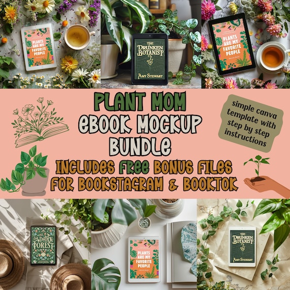 Ebook Mockup Bookstagram Templates, Ebook Cover Design Template, Ipad Mockup, Book Mockup Canva