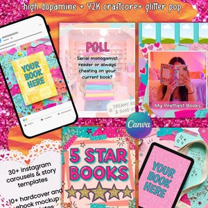 Bookstagram Template Bundle | Viral Dopamine Rainbow Aesthetic | Book Instagram Posts | Author Canva Template | Viral Bookstagram Bundle