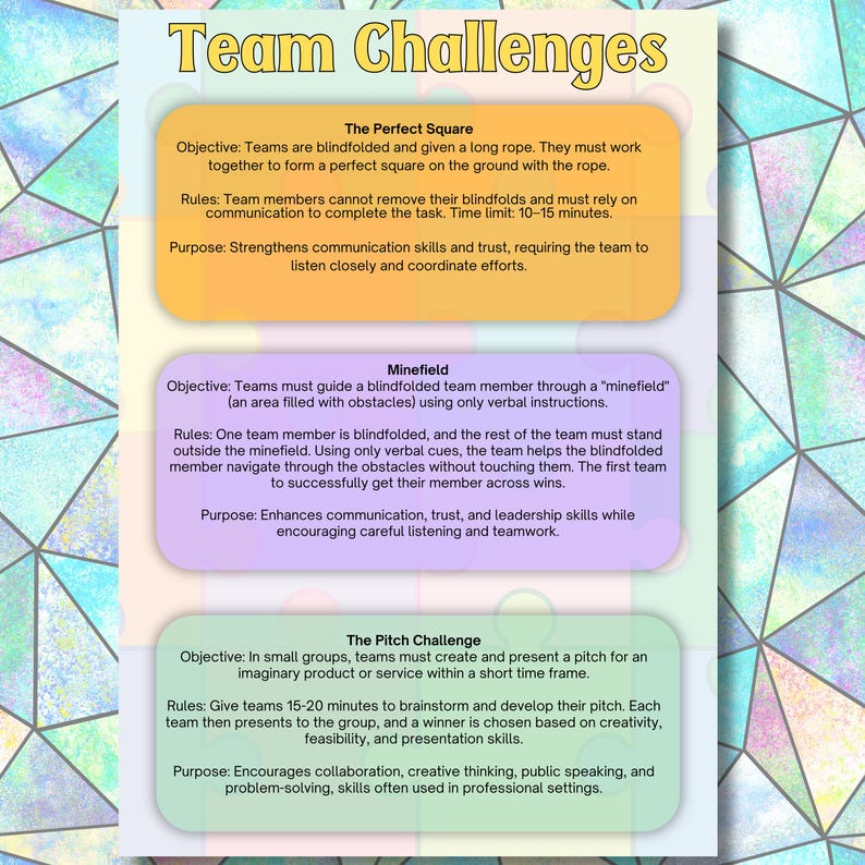 Team Building Printables, Team Builder Games, Office Party Printables