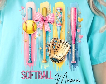 Coquette Softball PNG | Brushstroke Softball PNG | Softball Mom PNG | Coquette Softball Clipart | Softball Mama Png