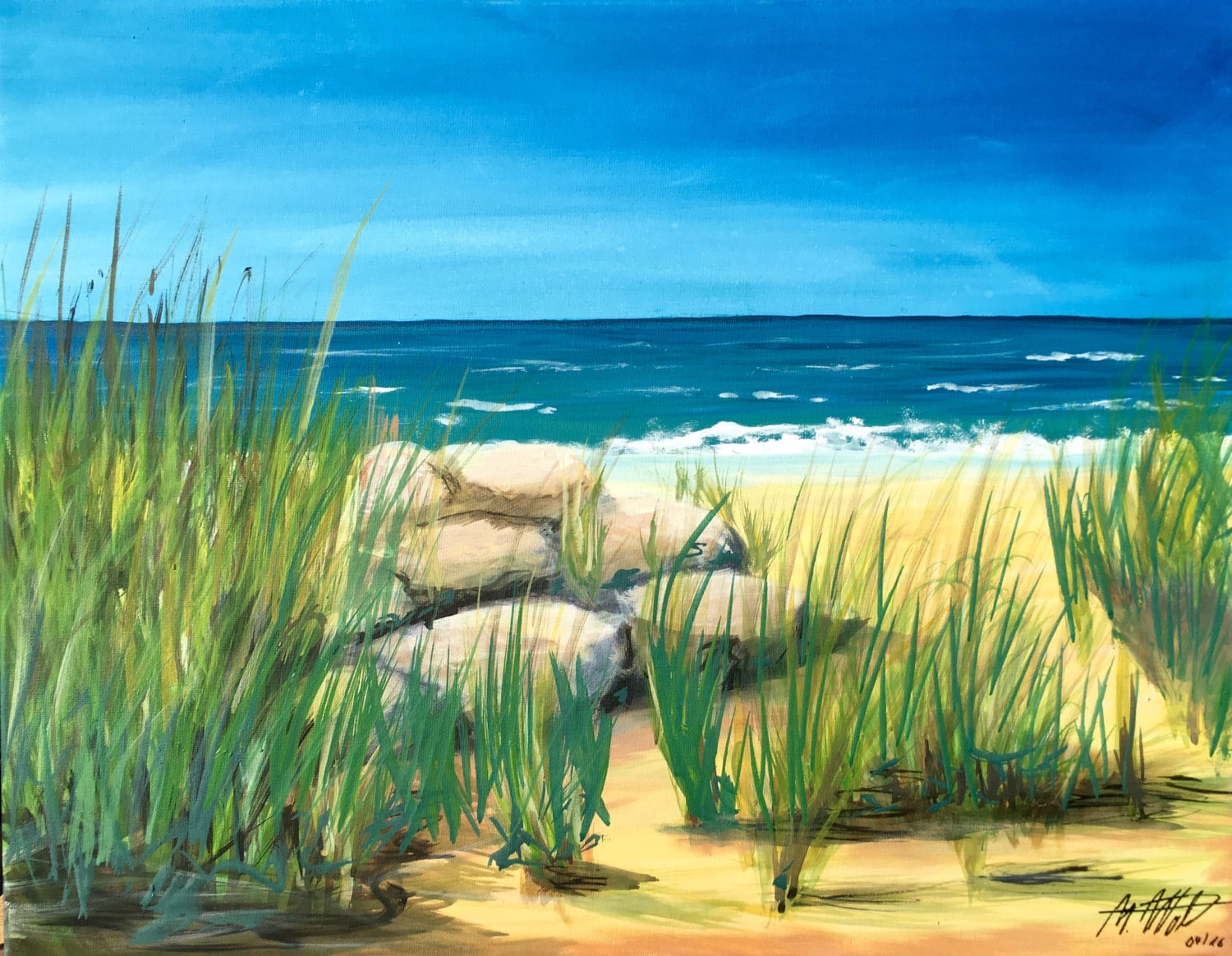 Strand und Meer Acrylmalerei auf Leinwand | Etsy