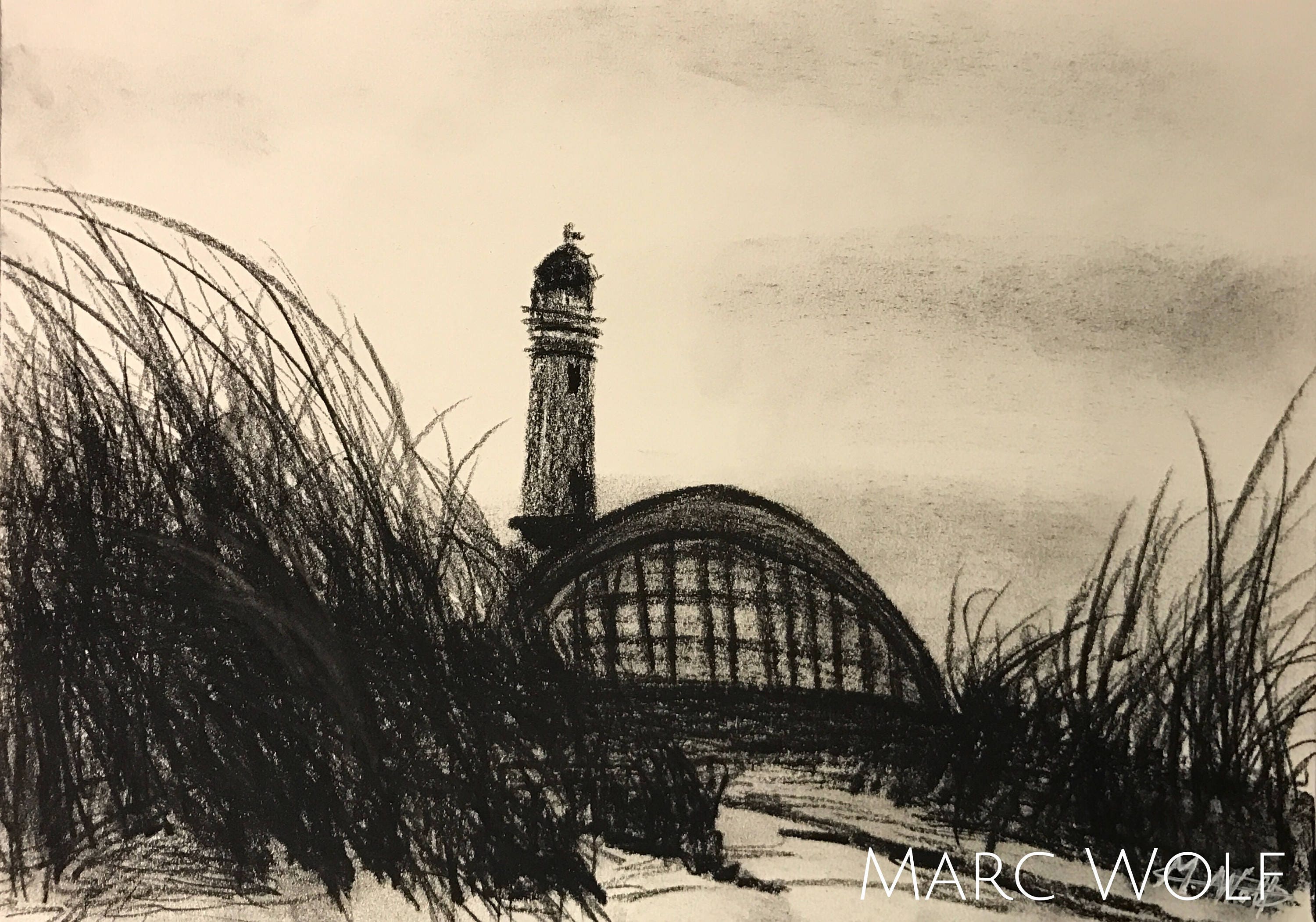 Teepott Und Leuchtturm In Warnemunde Kohle Zeichnung Etsy