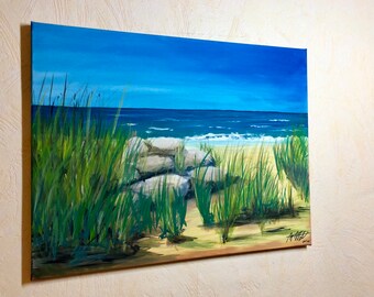 Strand und Meer, Acrylmalerei auf Leinwand