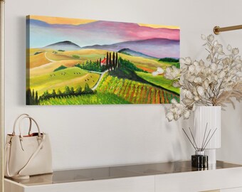 Toskana – Hügel, Wein und mediterrane Idylle, Acrylmalerei auf Leinwand