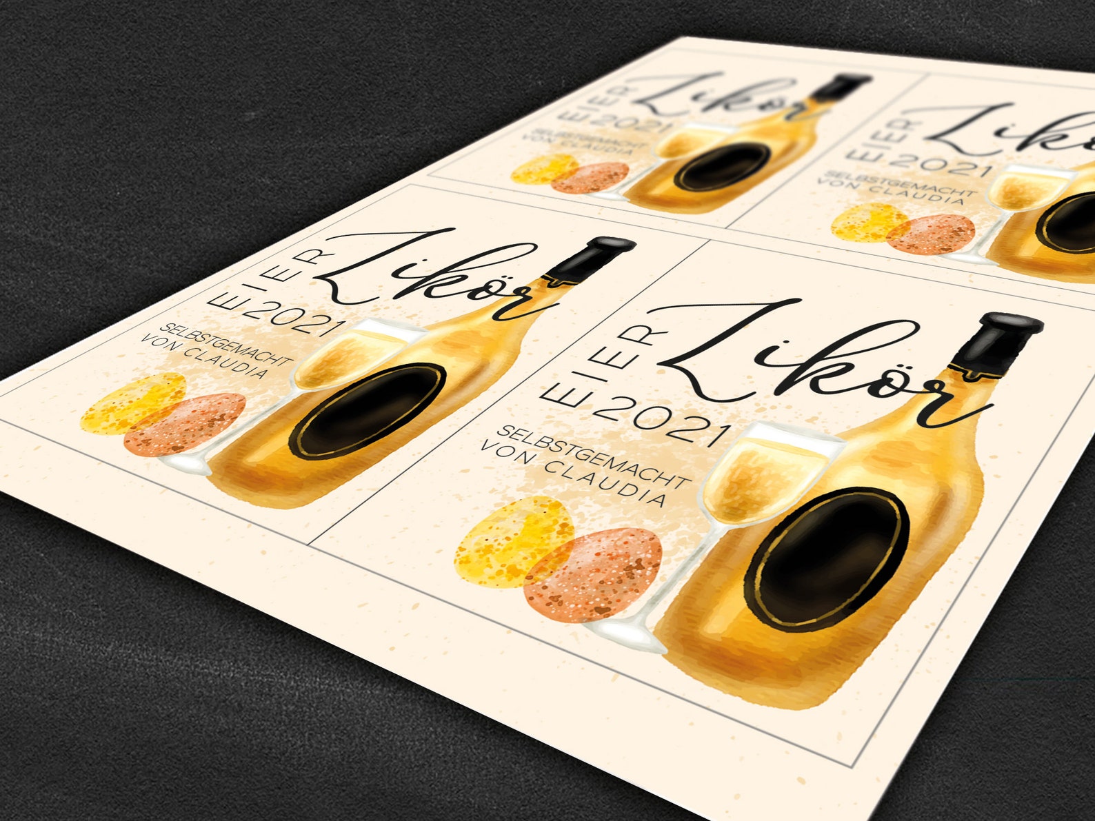 Happy Birthday Flaschenaufkleber - 8 Stück In Schwarz-Gold