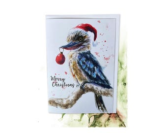 Tarjeta navideña de kookaburra australiana