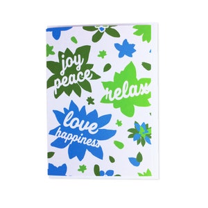 Inspirerende wenskaart Joy Peace Happiness
