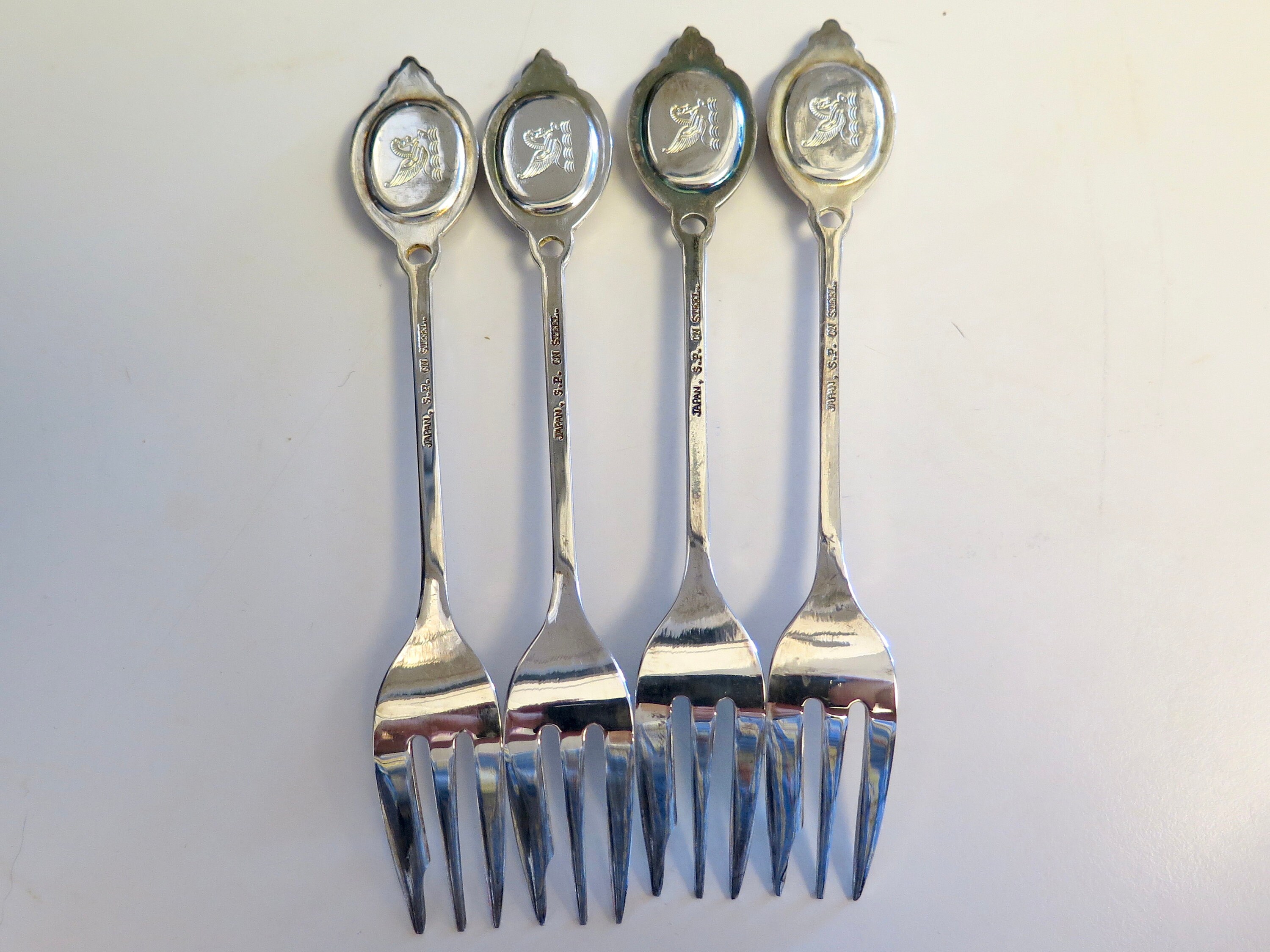 4 Pretty Vintage Cocktail Forks Pink Rose Decoration Etsy