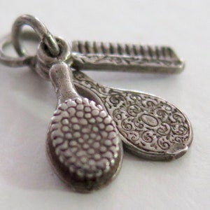 Vintage Silver Vanity Items Charm - Brush, Comb, Hand Mirror