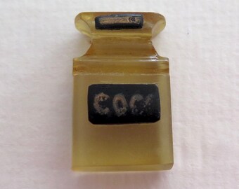 HTF Vintage Bakelite Coco Perfume Bottle Button - Realistic Verbal