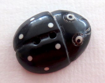 Vintage Chunky Inlaid Bakelite Button - Realistic Beetle Insect