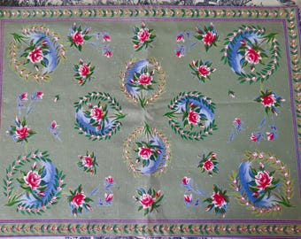 Set of 4 Unused April Cornell Placemats - Pink Roses & Polka Dots