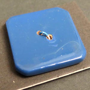 Vintage Trio of Square Wooden Buttons - Painted Blue