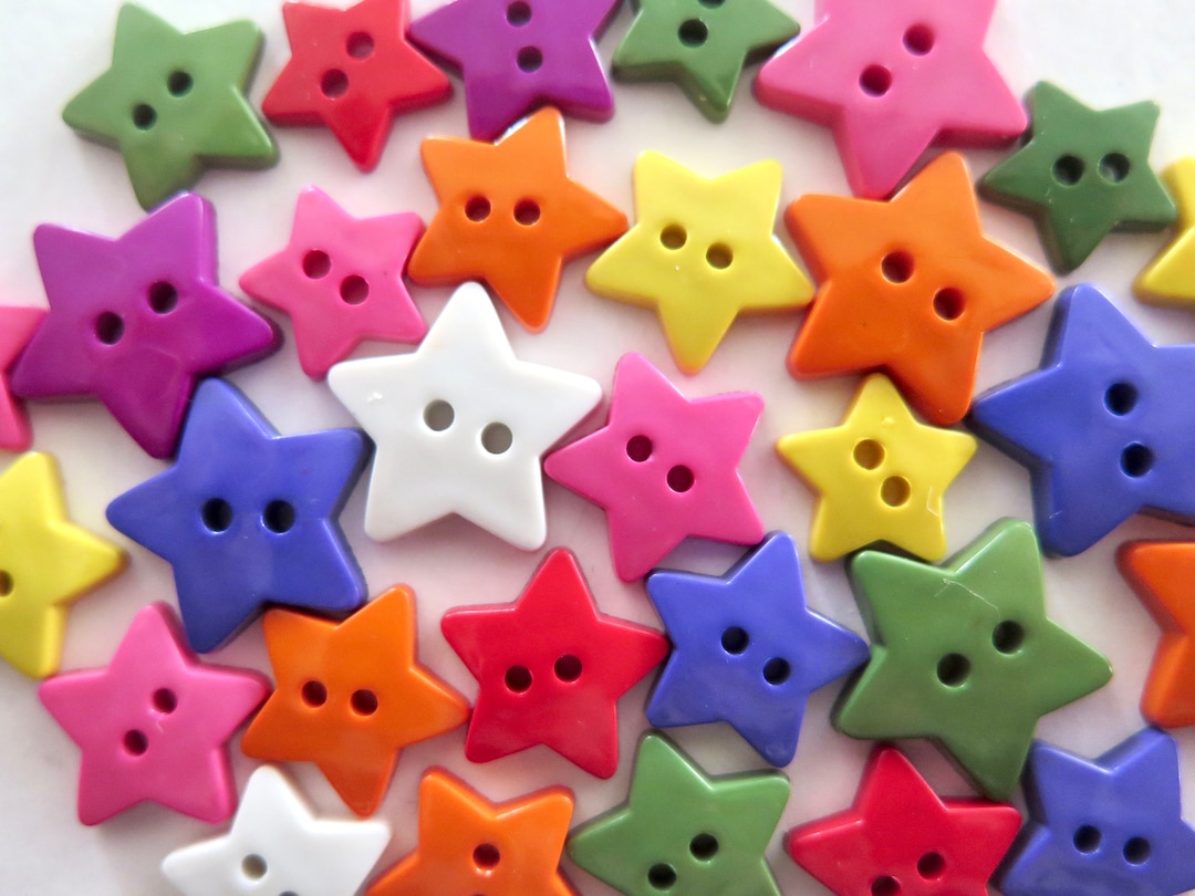 Star Buttons - Group of Realistic Plastic Buttons, Multicolour - Etsy