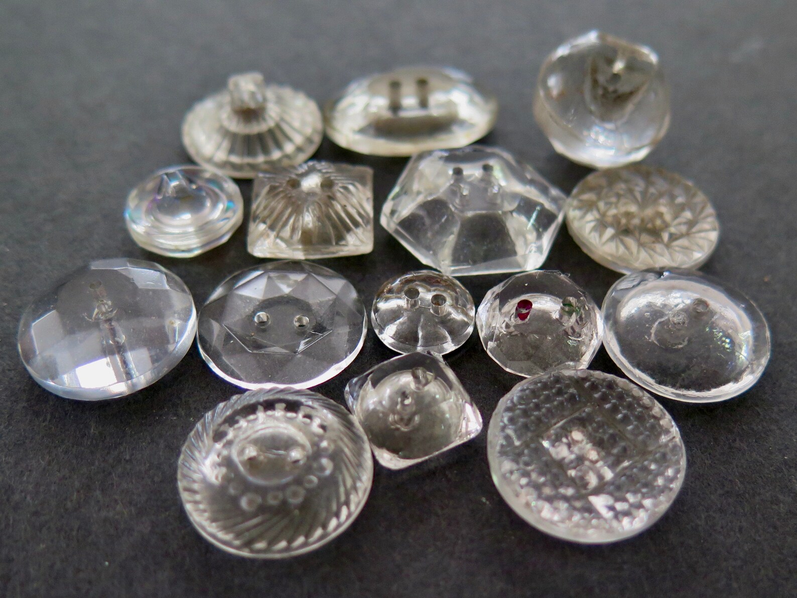 Group of 14 Vintage Clear Glass Buttons Varied Designs & Etsy