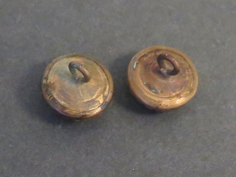 Pair of Antique Waistcoat Buttons Goldstone Glass Center