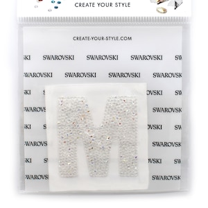 Letter M - Swarovski Initial Monogram Sticker - Great Gift - Put it on Phone, Make Up Case, AirPods & More! Packed by Zipperstop