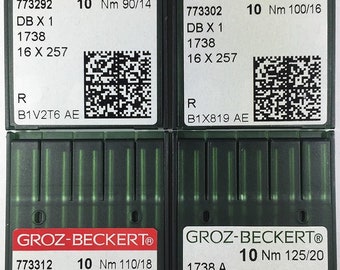 40PCS GROZ-BECKERT Sewing Machine Regular Point Needle  (juki DDL,Brother DB2, More) 16X257 DBX1 Size#90/14,100/16,110/18,125/20-10/Pack