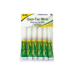 GemTac Glue Small (Pack of 6 Mini Tubes) (.17 oz Tubes)