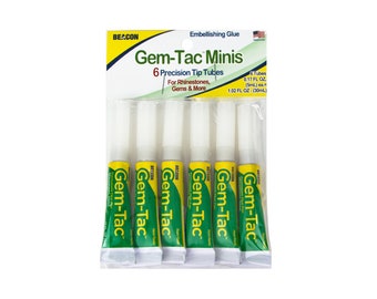 GemTac Glue Small (Pack of 6 Mini Tubes) (.17 oz Tubes)