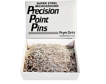 Prym Dritz Extra FINE Dressmaker Pins - #21-1 1/4" Long Premium Nickel-Plated Steel 1/2 Lb (1 Box/Pack) for Jewelry Making, Sewing or Craft
