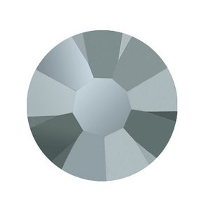 May include: A single, round, silver-toned rhinestone with a faceted design.