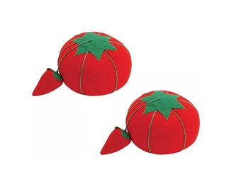 Almofada de alfinetes Dritz de 2-3/4" em formato de tomate com esmeril de morango - 2 unidades por pacote