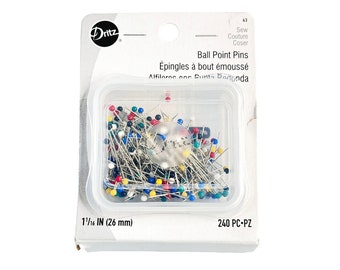 Dritz 43 1-1/16" (26mm) 240PC Ball Point Pins, Assorted Package contains