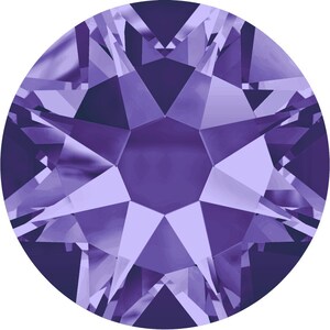 May include: A single, round, purple rhinestone with a starburst pattern.