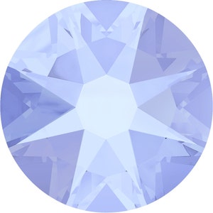 May include: A light blue round rhinestone with a faceted design.