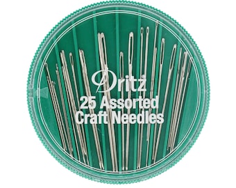 Dritz Assorted Craft Hand Needles, 25 Assorted Craft Hand Needles and Needle Threader Storage Compact (Item Number 158)