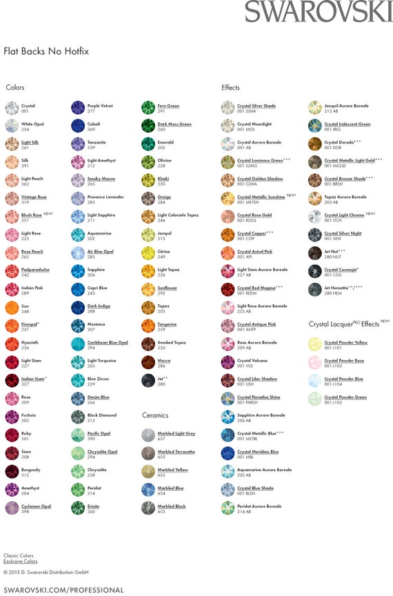 Swarovski Color Chart