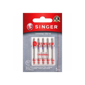 SINGER 04741 Universal Regular Point Sewing Machine Needles, Size 100/16-5 Count Each