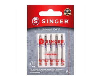 SINGER 04741 Universal Regular Point Sewing Machine Needles, Size 100/16-5 Count Each
