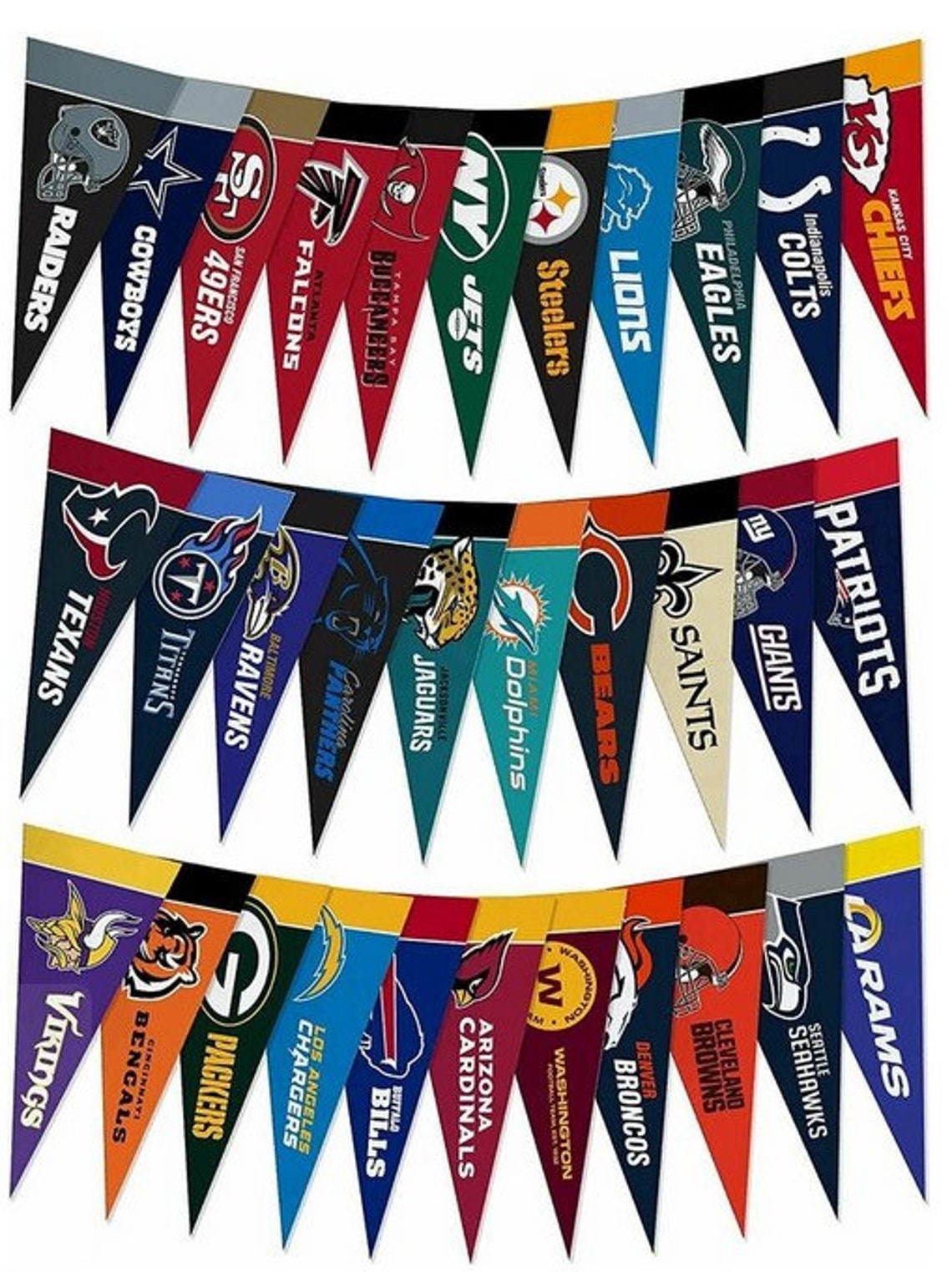 NFL Felt Mini Pennant Set all 32 Teams 4 X 9 Etsy