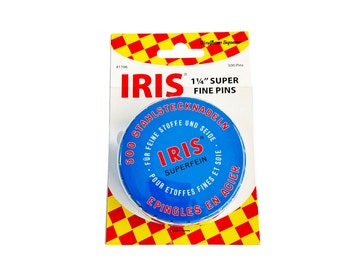 IRIS Extra Long 1 1/4" Super Fine Pins (Number 1706) Swiss Superfine Pins Tin of 500 Pins Made in Switzerland