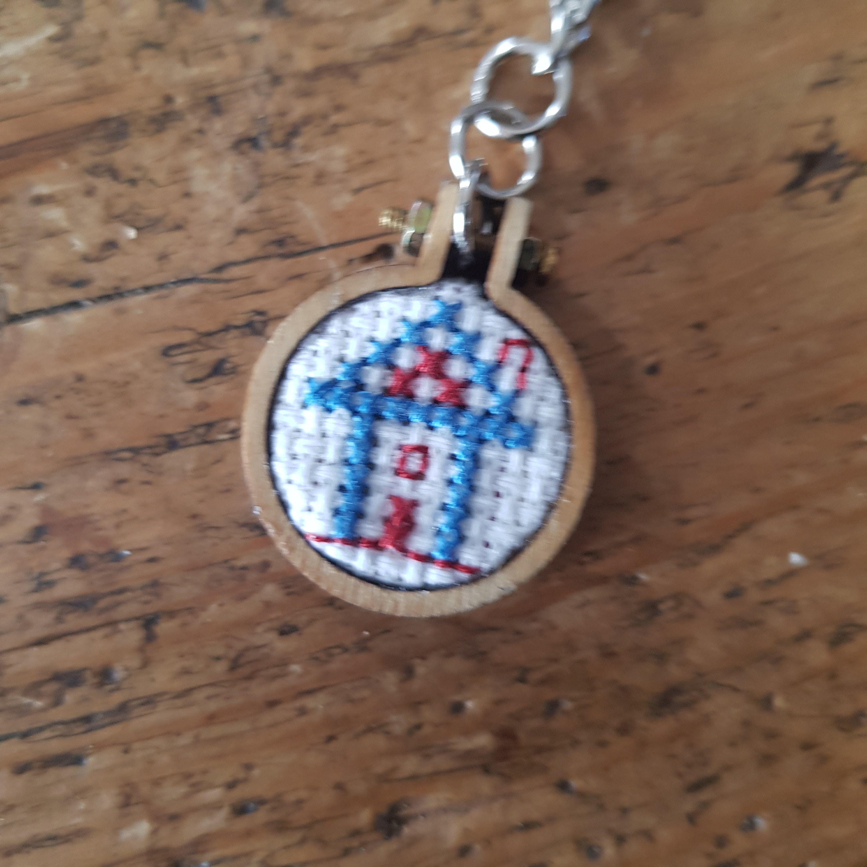 Cute Cross Stitch Wooden Hoop Keyring Choice of design Etsy