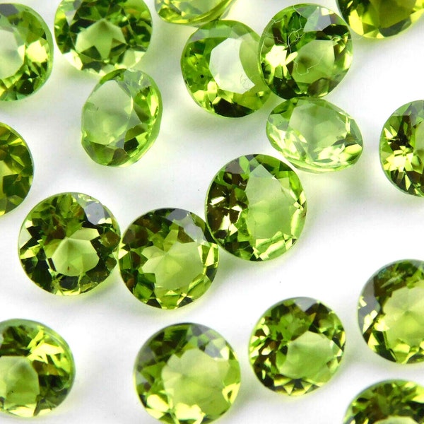 5 Pieces 4x4mm Round Natural Peridot Round Faceted Cut Loose Gemstone, Semi Precious Stone