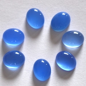 5 Pieces 8x10mm Blue Oval Chalcedony Cabochon Lot, CALIBRATED Blue Chalcedony Loose Stone Cab, Semi Precious Gemstone Cabochon Lot