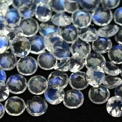 Natural Rainbow Moonstone 3X3 mm Round Faceted Cut Loose Gemstone 