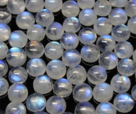 5 Pieces 10mm Round Natural Rainbow Moonstone Cabochon Gemstone Lot