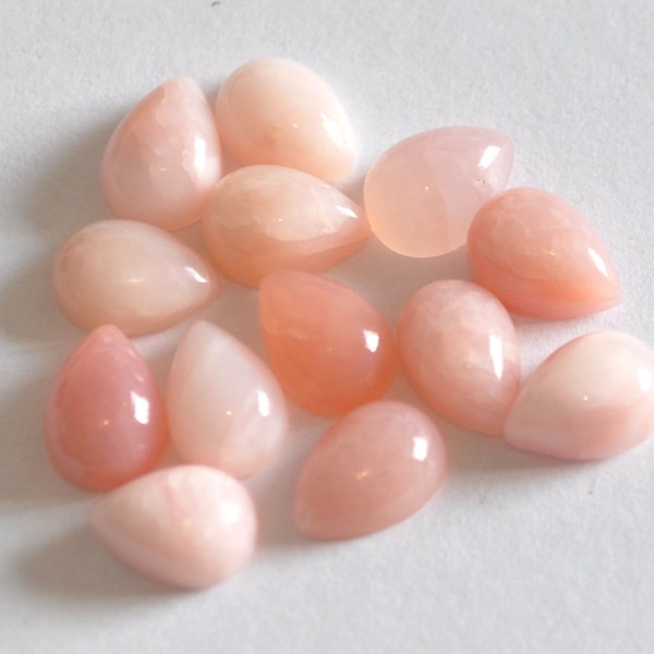 5 Pieces 5x7mm Natural Pink Opal Gemstone Cabochon, CALIBRATED Pear Loose Semi Precious Stone Lot