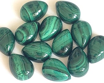 Lotto di 5 cabochon di malachite naturale a forma di pera da 7 x 10 mm - SALDI DI CHIUSURA