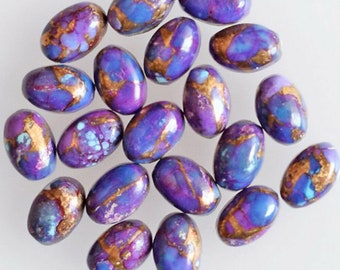 5 Stück 7 x 9 mm Lila Kupfer Türkis Birnenförmiger Edelstein Cabochons