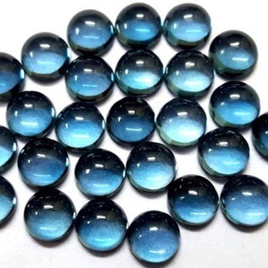 5 Pieces 4x4mm Natural London Blue Topaz Cabochon, CALIBRATED Round Topaz Loose Gemstone