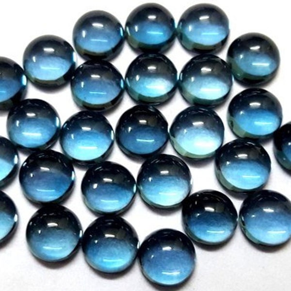 5 Pieces 3x3mm Natural London Blue Topaz Cabochon, CALIBRATED Round Topaz Loose Gemstone